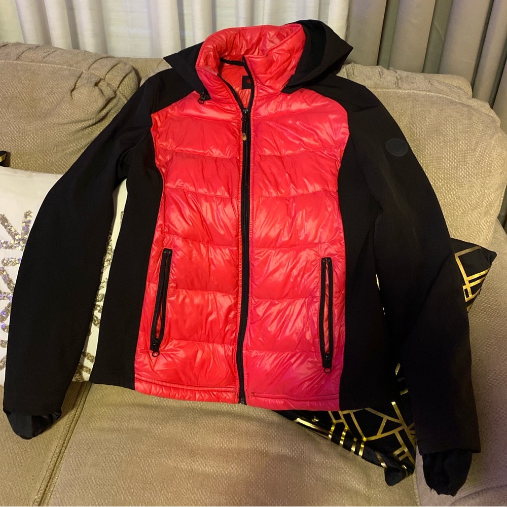 PINK | puffer hooded zip up size M